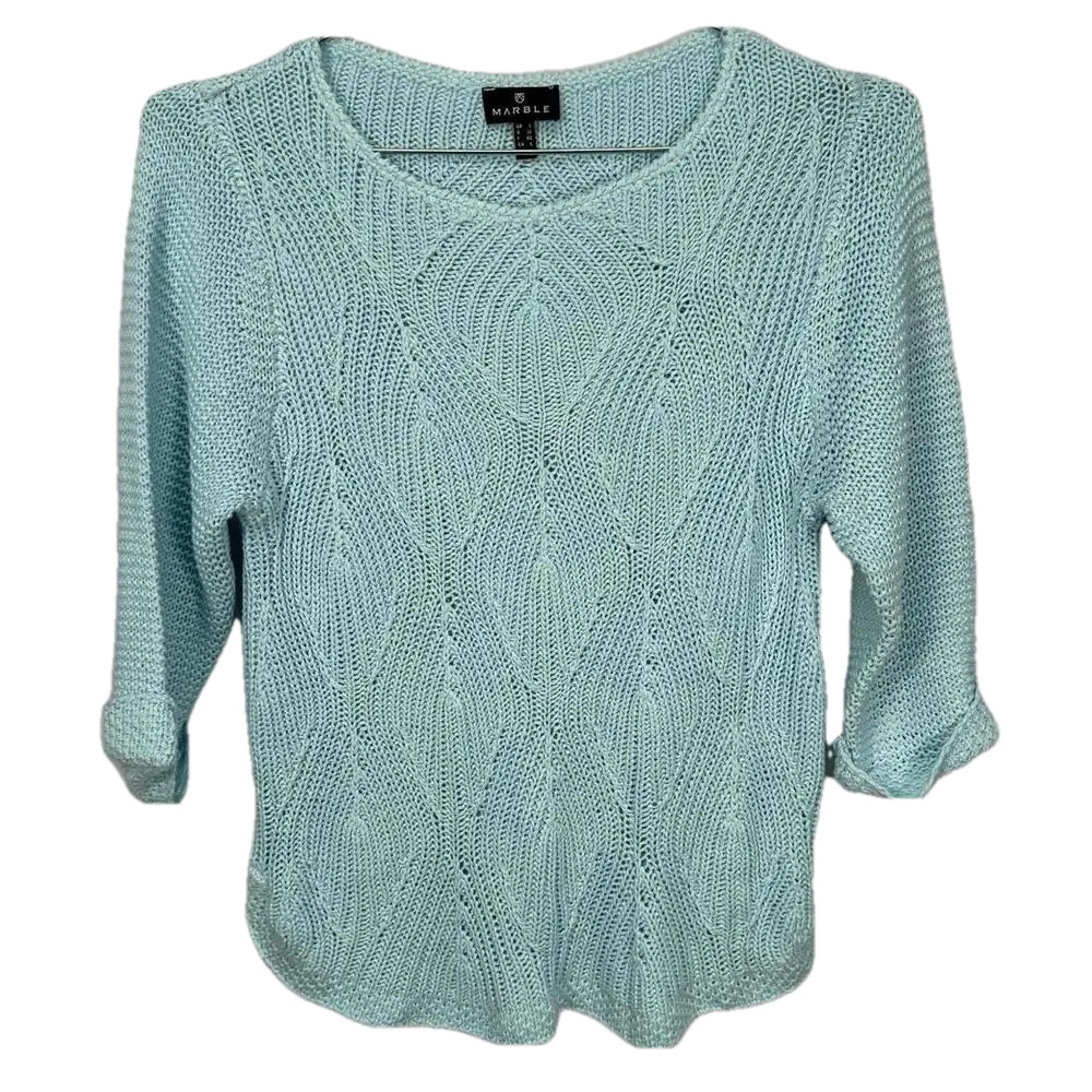 Marble Ice Blue Knit Tunic Sweater Small